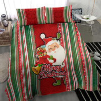 Kiribati Christmas Bedding Set Santa With Gift Bag Behind Ribbons Seamless Red Maori LT03 - Polynesian Pride