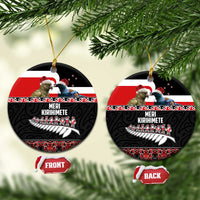 New Zealand Meri Kirihimete Ceramic Ornament Christmas Tui Bird and Kea Bird - Haka Santa with Maori Koru Art Pattern