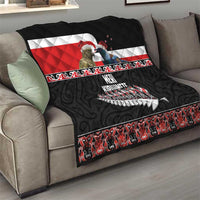 New Zealand Meri Kirihimete Quilt Christmas Tui Bird and Kea Bird - Haka Santa with Maori Koru Art Pattern