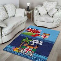 Fiji Marau na Kerisimasi Area Rug Christmas Collared Lory - Fiji Emblems and Xmas Palm Tree Tapa Art Pattern