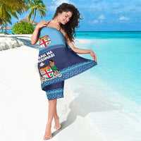 Fiji Marau na Kerisimasi Sarong Christmas Collared Lory - Fiji Emblems and Xmas Palm Tree Tapa Art Pattern