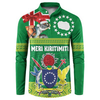 Cook Islands Meri Kiritimiti Button Sweatshirt Christmas Turtle - Cooks Islands Emblems and Polynesian Art Pattern