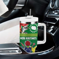Cook Islands Meri Kiritimiti Tumbler With Handle Christmas Turtle - Cooks Islands Emblems and Polynesian Art Pattern LT03 - Polynesian Pride