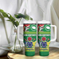 Cook Islands Meri Kiritimiti Tumbler With Handle Christmas Turtle - Cooks Islands Emblems and Polynesian Art Pattern LT03 - Polynesian Pride