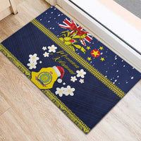 Niue Monuina e Kilisimasi Rubber Doormat Christmas Uga - Niue Map and Emblem with Hiapo Art Pattern