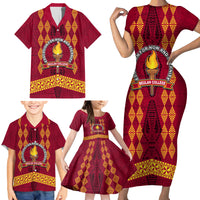 Tonga Beulah College Family Matching Short Sleeve Bodycon Dress and Hawaiian Shirt Ngatu and Polynesian Pattern LT03 - Polynesian Pride