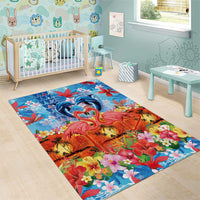 Hawaiian Love-Couple Dolphins and Flamingos Area Rug - Polynesian Pride