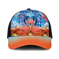 Hawaiian Love-Couple Dolphins and Flamingos Baseball Net Cap LT03 One Size Black Multicolor - Polynesian Pride