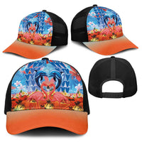 Hawaiian Love-Couple Dolphins and Flamingos Baseball Net Cap - Polynesian Pride