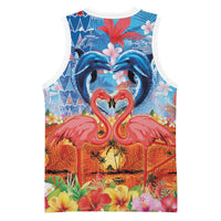 Hawaiian Love-Couple Dolphins and Flamingos Basketball Jersey LT03 - Polynesian Pride