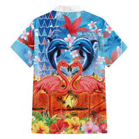 Hawaiian Love-Couple Dolphins and Flamingos Family Matching Mermaid Dress and Hawaiian Shirt - Polynesian Pride