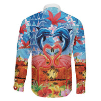 Hawaiian Love-Couple Dolphins and Flamingos Family Matching Mermaid Dress and Hawaiian Shirt - Polynesian Pride