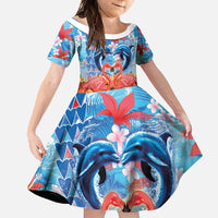 Hawaiian Love-Couple Dolphins and Flamingos Family Matching Summer Maxi Dress and Hawaiian Shirt - Polynesian Pride