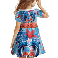 Hawaiian Love-Couple Dolphins and Flamingos Family Matching Tank Maxi Dress and Hawaiian Shirt - Polynesian Pride