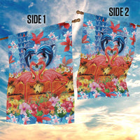 Hawaiian Love-Couple Dolphins and Flamingos Garden Flag - Polynesian Pride
