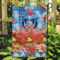 Hawaiian Love-Couple Dolphins and Flamingos Garden Flag - Polynesian Pride