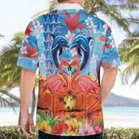 Hawaiian Love-Couple Dolphins and Flamingos Hawaiian Shirt LT03 - Polynesian Pride