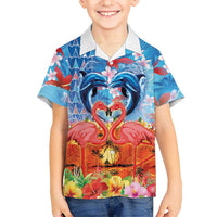 Hawaiian Love-Couple Dolphins and Flamingos Hawaiian Shirt LT03 - Polynesian Pride