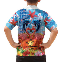Hawaiian Love-Couple Dolphins and Flamingos Hawaiian Shirt LT03 - Polynesian Pride