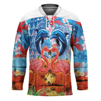 Hawaiian Love-Couple Dolphins and Flamingos Hockey Jersey LT03 Unisex Multicolor - Polynesian Pride