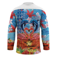 Hawaiian Love-Couple Dolphins and Flamingos Hockey Jersey LT03 - Polynesian Pride