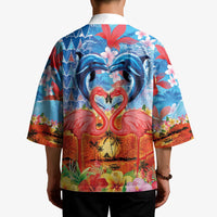 Hawaiian Love-Couple Dolphins and Flamingos Kimono - Polynesian Pride