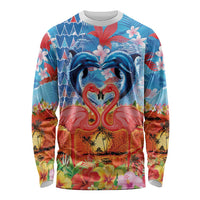 Hawaiian Love-Couple Dolphins and Flamingos Long Sleeve Shirt LT03 Unisex Multicolor - Polynesian Pride