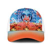 Hawaiian Love-Couple Dolphins and Flamingos Mesh Trucker Cap LT03 One Size White Multicolor - Polynesian Pride