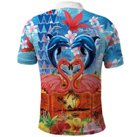Hawaiian Love-Couple Dolphins and Flamingos Polo Shirt LT03 - Polynesian Pride