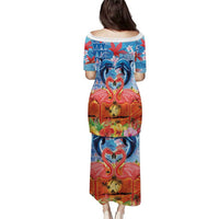 Hawaiian Love-Couple Dolphins and Flamingos Puletasi LT03 - Polynesian Pride