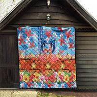 Hawaiian Love-Couple Dolphins and Flamingos Quilt - Polynesian Pride