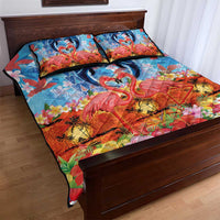 Hawaiian Love-Couple Dolphins and Flamingos Quilt Bed Set - Polynesian Pride