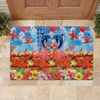 Hawaiian Love-Couple Dolphins and Flamingos Rubber Doormat LT03 Multicolor - Polynesian Pride