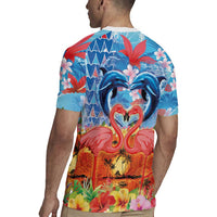 Hawaiian Love-Couple Dolphins and Flamingos Rugby Jersey - Polynesian Pride