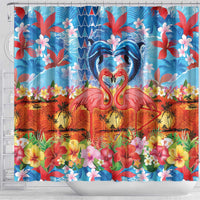 Hawaiian Love-Couple Dolphins and Flamingos Shower Curtain - Polynesian Pride