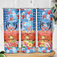 Hawaiian Love-Couple Dolphins and Flamingos Skinny Tumbler - Polynesian Pride