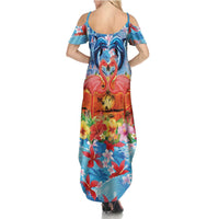 Hawaiian Love-Couple Dolphins and Flamingos Summer Maxi Dress LT03 - Polynesian Pride