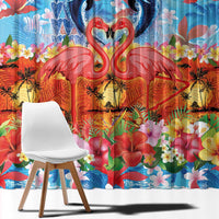 Hawaiian Love-Couple Dolphins and Flamingos Window Curtain - Polynesian Pride