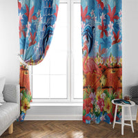Hawaiian Love-Couple Dolphins and Flamingos Window Curtain - Polynesian Pride