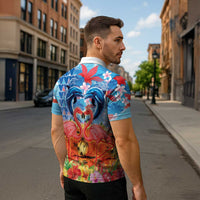 Hawaiian Love-Couple Dolphins and Flamingos Zipper Polo Shirt LT03 - Polynesian Pride