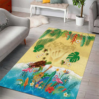 Hawaiian Alohawaii Area Rug Tropical Plants and Animals on The Beach - Polynesian Pride