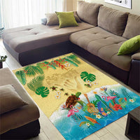 Hawaiian Alohawaii Area Rug Tropical Plants and Animals on The Beach - Polynesian Pride