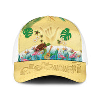 Hawaiian Alohawaii Baseball Net Cap Tropical Plants and Animals on The Beach LT03 One Size White Multicolor - Polynesian Pride