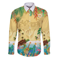 Hawaiian Alohawaii Family Matching Off Shoulder Maxi Dress and Hawaiian Shirt Tropical Plants and Animals on The Beach - Polynesian Pride