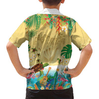 Hawaiian Alohawaii Family Matching Summer Maxi Dress and Hawaiian Shirt Tropical Plants and Animals on The Beach - Polynesian Pride