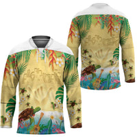 Hawaiian Alohawaii Hockey Jersey Tropical Plants and Animals on The Beach - Polynesian Pride