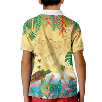 Hawaiian Alohawaii Kid Polo Shirt Tropical Plants and Animals on The Beach - Polynesian Pride