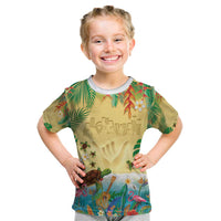 Hawaiian Alohawaii Kid T Shirt Tropical Plants and Animals on The Beach - Polynesian Pride