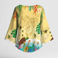 Hawaiian Alohawaii Kimono Sleeve Blouse Tropical Plants and Animals on The Beach LT03 - Polynesian Pride