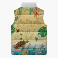Hawaiian Alohawaii Sleeveless Puffer Jacket Tropical Plants and Animals on The Beach LT03 - Polynesian Pride